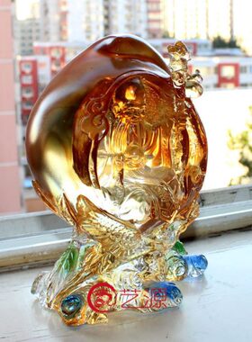 琉璃中饰品 辈摆件长寿的老送寿寿星公生日礼物寿桃老人创意家居