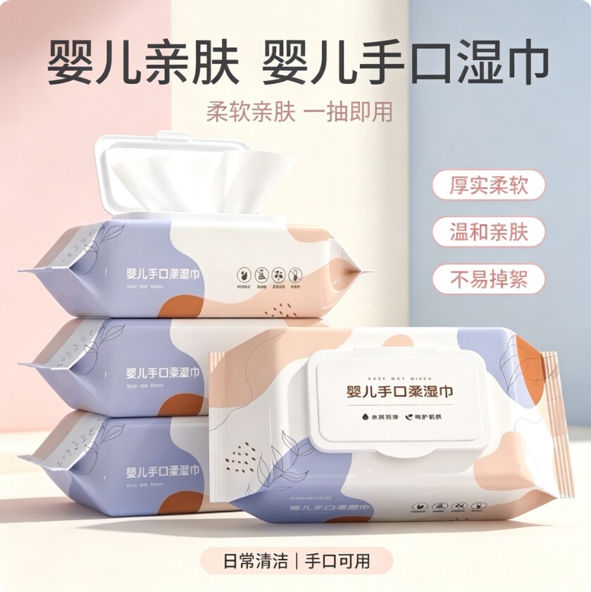 婴儿手口屁专用湿巾家庭装特价