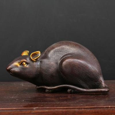 纯铜老鼠摆件点金仿古老鼠生肖鼠家居办公室工艺品装饰品家鼠摆设