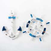 饰船锚船舵组合挂件海洋风装 舵手装 饰舵锚方向盘墙壁 地中海风格