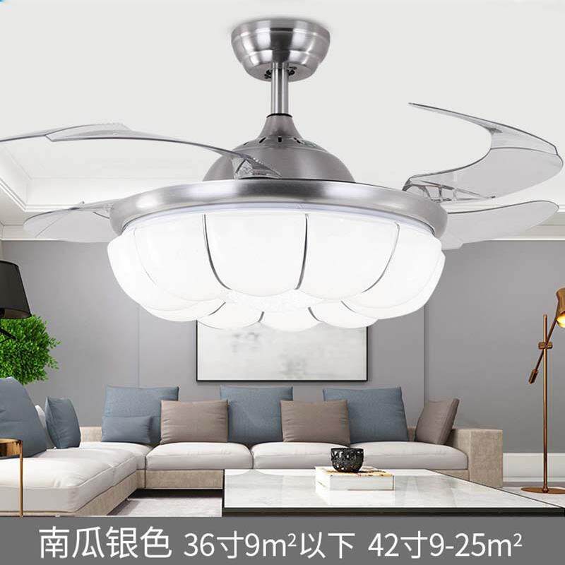 隐形风扇灯现代欧式简约吊扇灯风扇吊灯餐厅带灯吊扇卧室吊扇灯