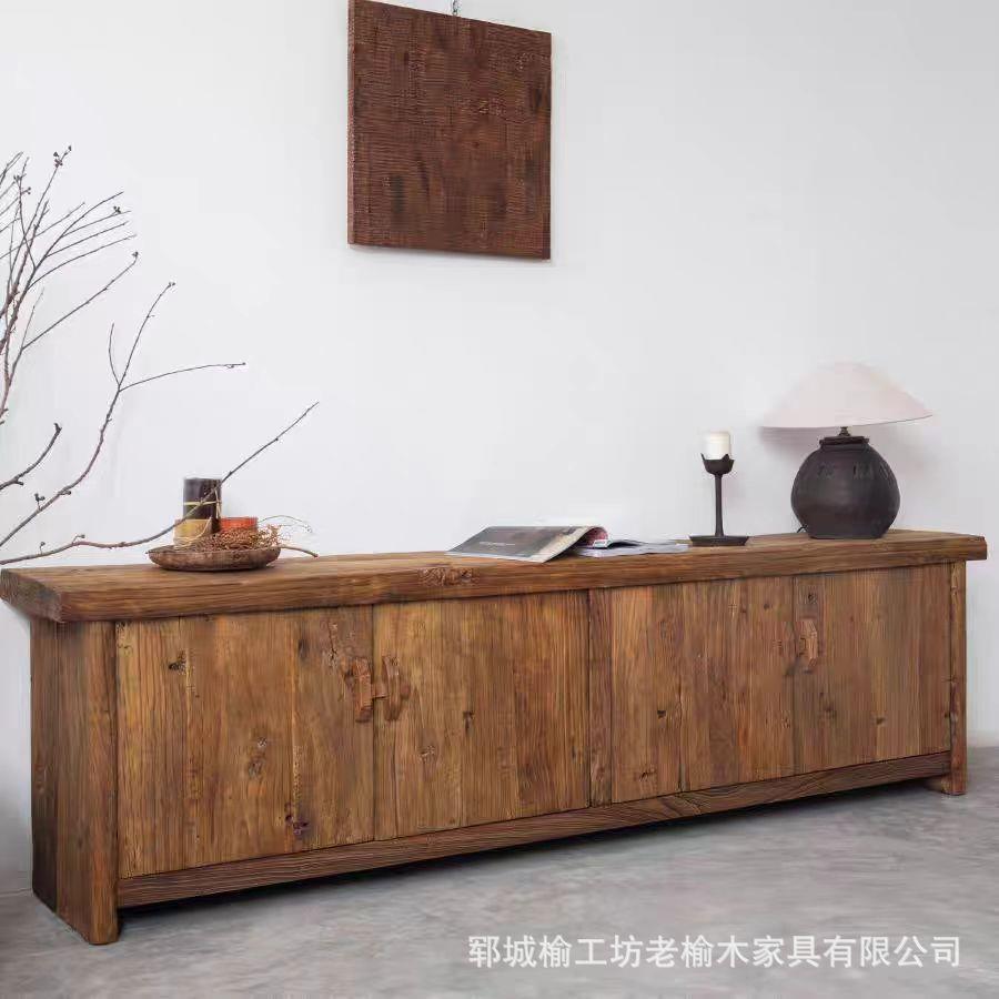 老榆木长方形电视柜客厅储物柜民宿双开门斗柜复古餐边柜实木柜子
