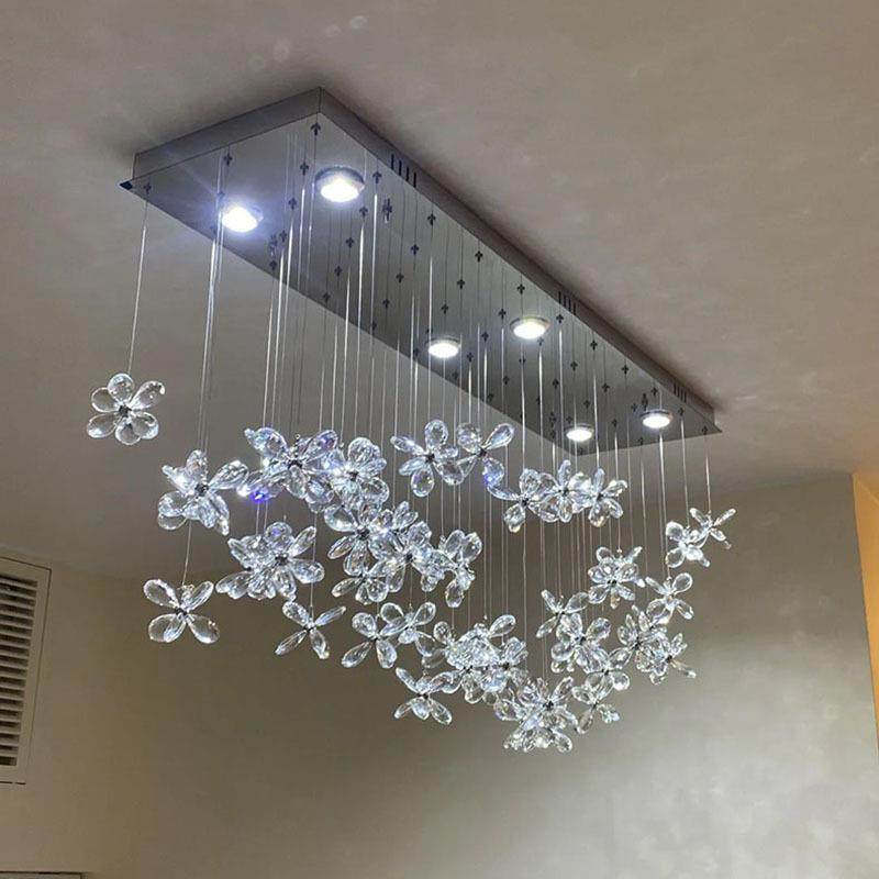 水晶立体花朵餐吊灯轻奢意式设计师餐厅吊灯高级艺术吧台岛台吊灯,家装灯饰光源,智能吊灯,淘宝优惠券,粉丝福利购,淘宝优惠卷