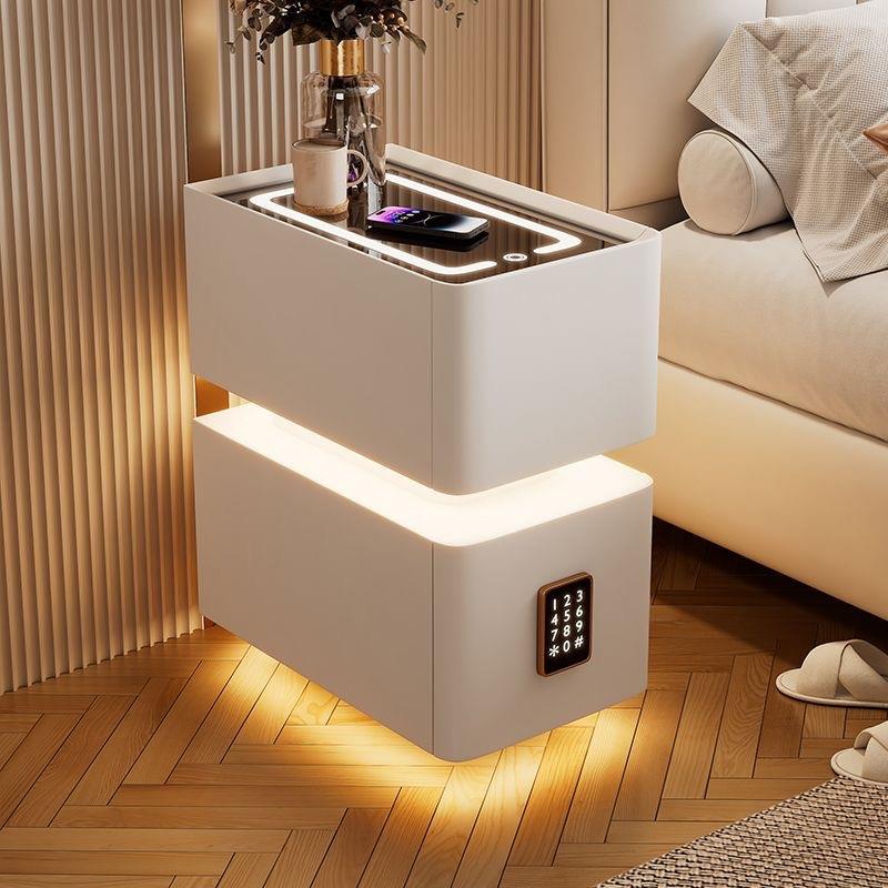 智能床头柜小型超窄带灯无线充家用卧室收纳柜小户型床边窄夹缝柜