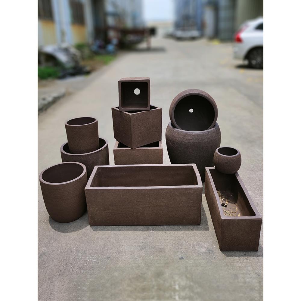长方形陶瓷花盆素烧庭院咖色透气老旧陶罐特大瓦盆紫砂粗陶大口径