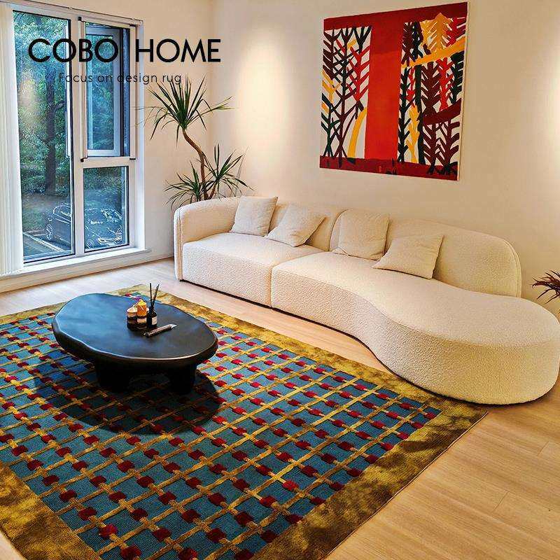 格子毯法式复古现代沙发床边高级中地毯客厅羊毛卧室绿色古风,3C数码配件,USB灯,淘宝优惠券,粉丝福利购,淘宝优惠卷