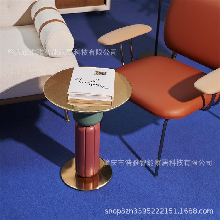 玫瑰金轻奢意式简约客厅小茶几角网红家用不锈钢抛光沙发边几角桌