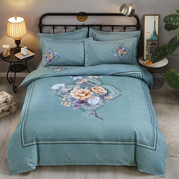 加厚生态磨毛四件套秋冬单被套大版花床单被套床上用品花卉