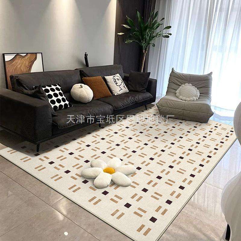 法式复古风钱眼客厅地毯北欧简约茶几毯卧室书房家用毯可机洗