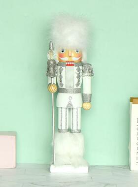 锡兵35CM蓬蓬头白色国王胡桃夹子圣诞节装饰欧式家居创意摆件