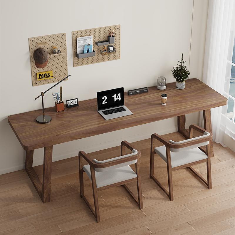家用简约办公桌电脑桌纯实木书桌长条桌双人客厅学习桌学生写字台