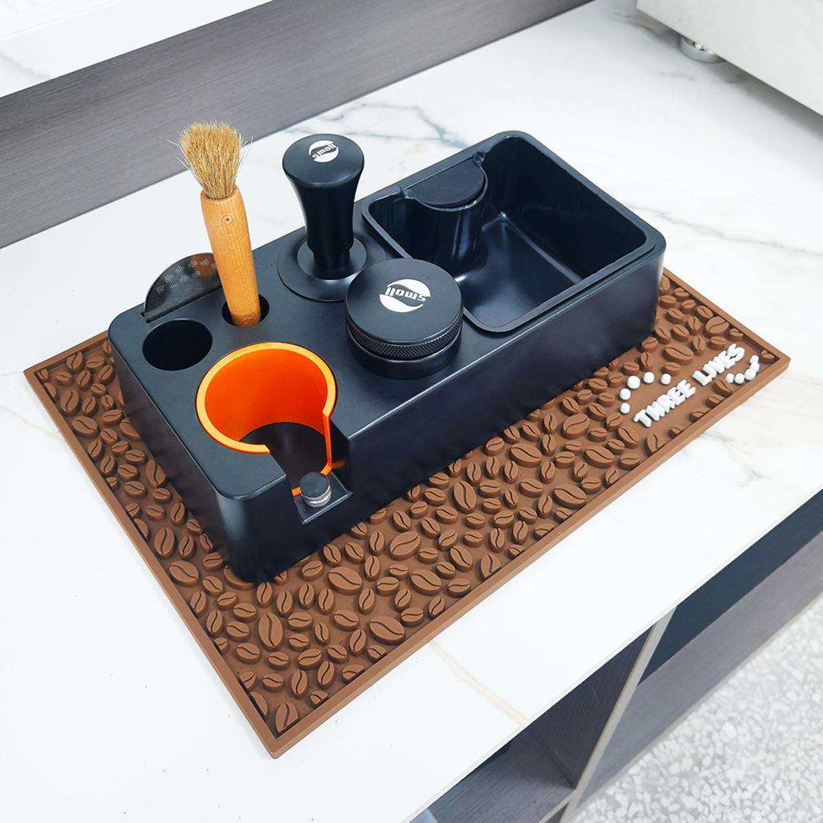 ABS压粉座多功能咖啡吧台收纳盒咖啡渣盒压粉布粉台咖啡配套器具