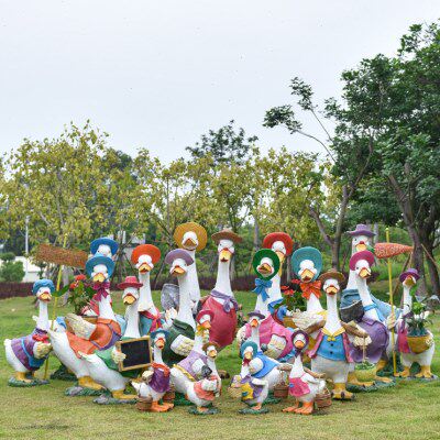 装饰品摆件户外动物花盆仿真庭院花缸草坪公园区鸭子雕塑幼儿园小