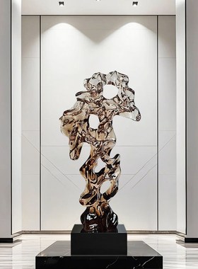 抽象艺术透明树脂太湖石摆件玄y关酒店售楼样板间落地雕塑软装饰