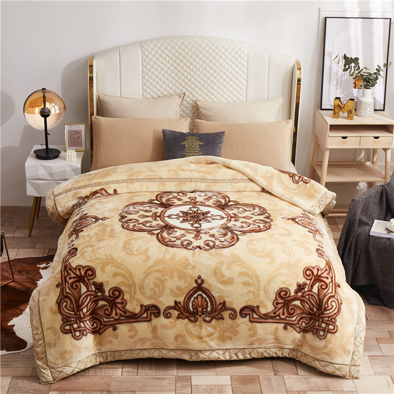 北欧毛毯结婚双层毯子大红色8斤9斤双人加厚盖R毯陪嫁被子冬季绒