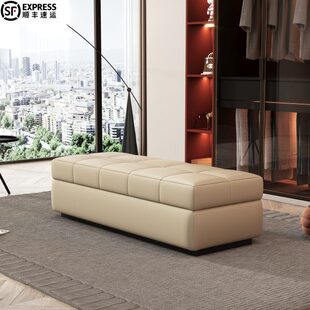 轻奢卧室床尾凳极简储物沙发凳衣帽间试衣凳休息长凳长方形换鞋 凳