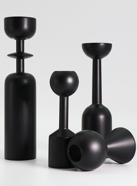 北欧极简创意民宿装饰品几v何艺术烛台样板房间售楼处浪漫餐桌摆