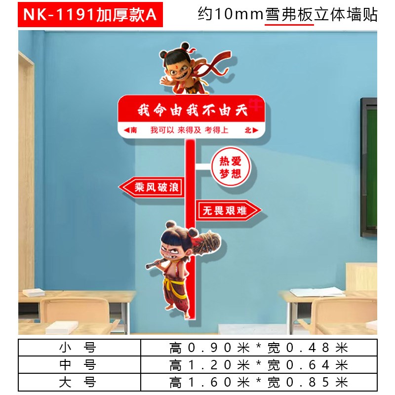 哪吒主题托管培训机构墙面装饰小学初中班L级文化墙布置教室黑板