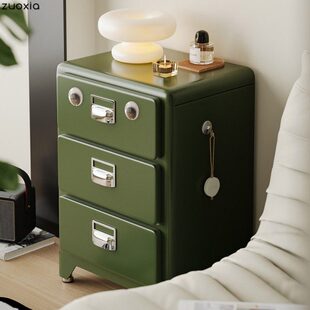 MO复古客厅沙发床头柜卧室斗柜储物柜三抽屉金属左下复古MA边柜柜