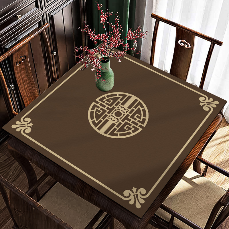 复古皮革茶几八仙桌桌垫新中式防油防水正方型Q可擦洗老式四方桌