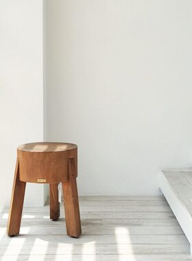ies北欧gk边几进口复古aD实木墩i实木S圆形Roger凳现代n木墩｜
