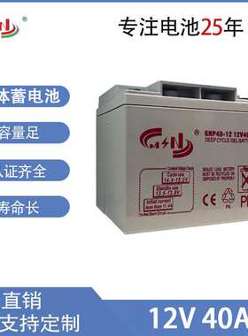 12V40Ah胶体蓄电池深循环GEL太阳能储能电池免维护密封胶体蓄电池
