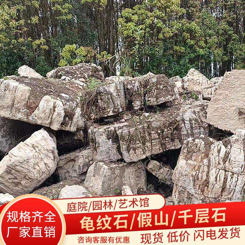 假山龟纹石千层石庭院天然精品专业驳岸水系别墅施工造景用景观石