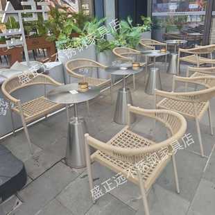 淡马茶坊桌椅组合桌椅不锈钢茶几甜品奶茶小吃店喜茶商用小圆桌椅