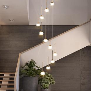 楼梯灯现代简约餐厅简约创意高挑跃层别墅复式 楼梯间旋转长吊灯