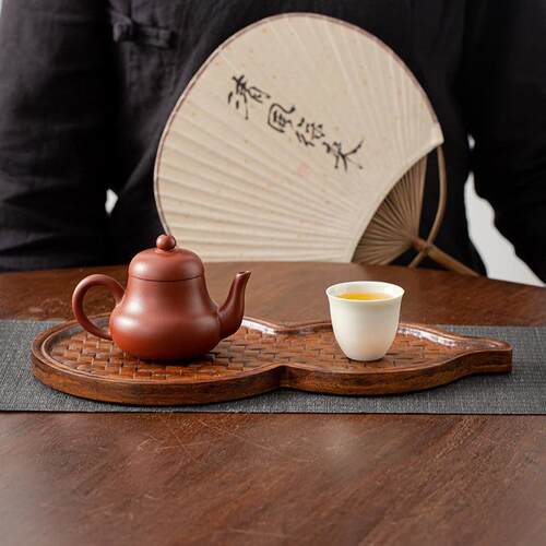 重竹干泡台托盘竹制席面葫芦茶托盘茶托禅意壶承家用茶点盘茶壶托