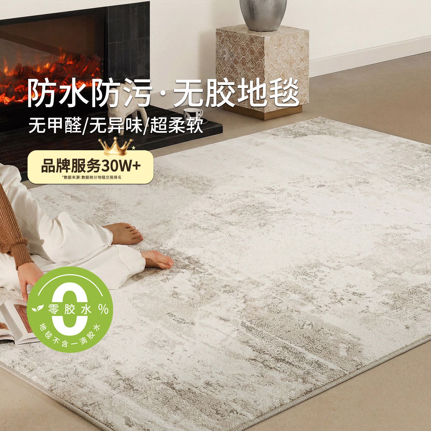 无胶防水地毯2026新款客厅地毯轻奢高级好打理防污卧室沙发0甲醛