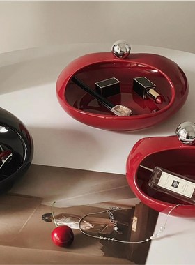 入户门收纳钥匙盒创意设计陶瓷收纳盘糖果盘家用玄关钥匙收纳摆件