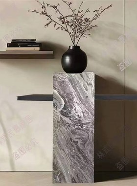 高端悬浮款岩板花架几桌家居玄关过关入户落地式摆饰摆件底座