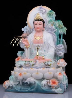 全堂佛像家用供奉汉白玉水墨丹青观音地藏王释迦佛弥勒菩萨像摆件