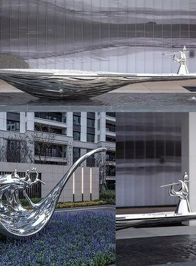 大型不锈钢雕塑定制户外景观园林售楼处金属镜面抽象动物装饰摆件