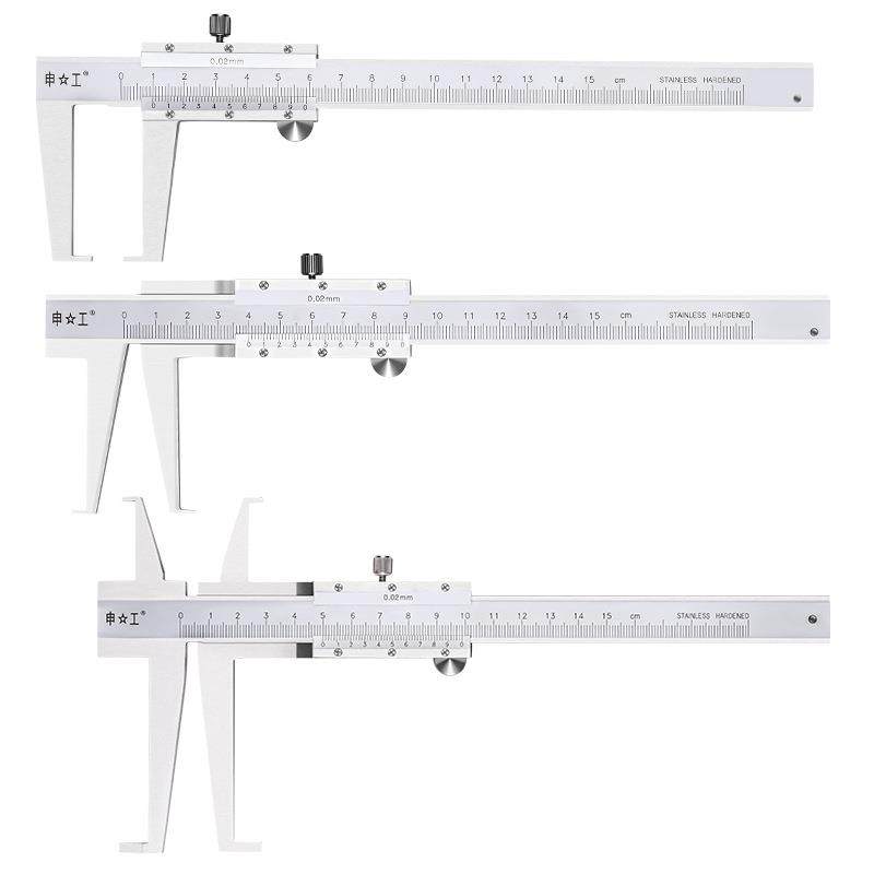 三韩内钩槽游标卡尺不锈钢带表双内沟槽内径内孔内测长爪游标卡尺