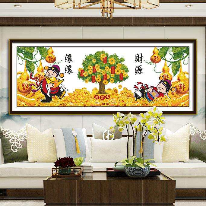 生意兴隆财源滚滚十字绣新款送礼送财招财金元宝葫芦手工印花刺绣