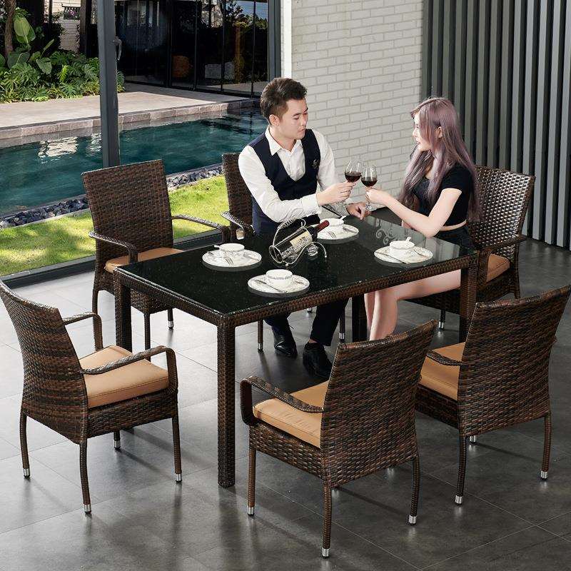 户外桌椅组合休闲庭院露天阳台花园编藤桌椅三五件套室外藤椅家具