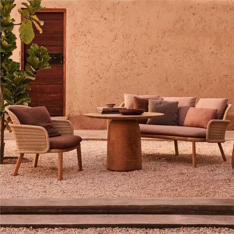 户外沙发实木藤编制花园庭院阳台露天懒人三件套茶几别墅酒店组合