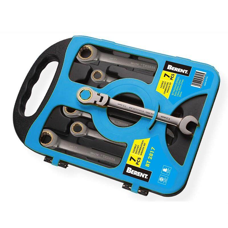 百锐（BERENT） 活动头棘轮两用扳手 7件套 BT2817活动头棘轮扳手