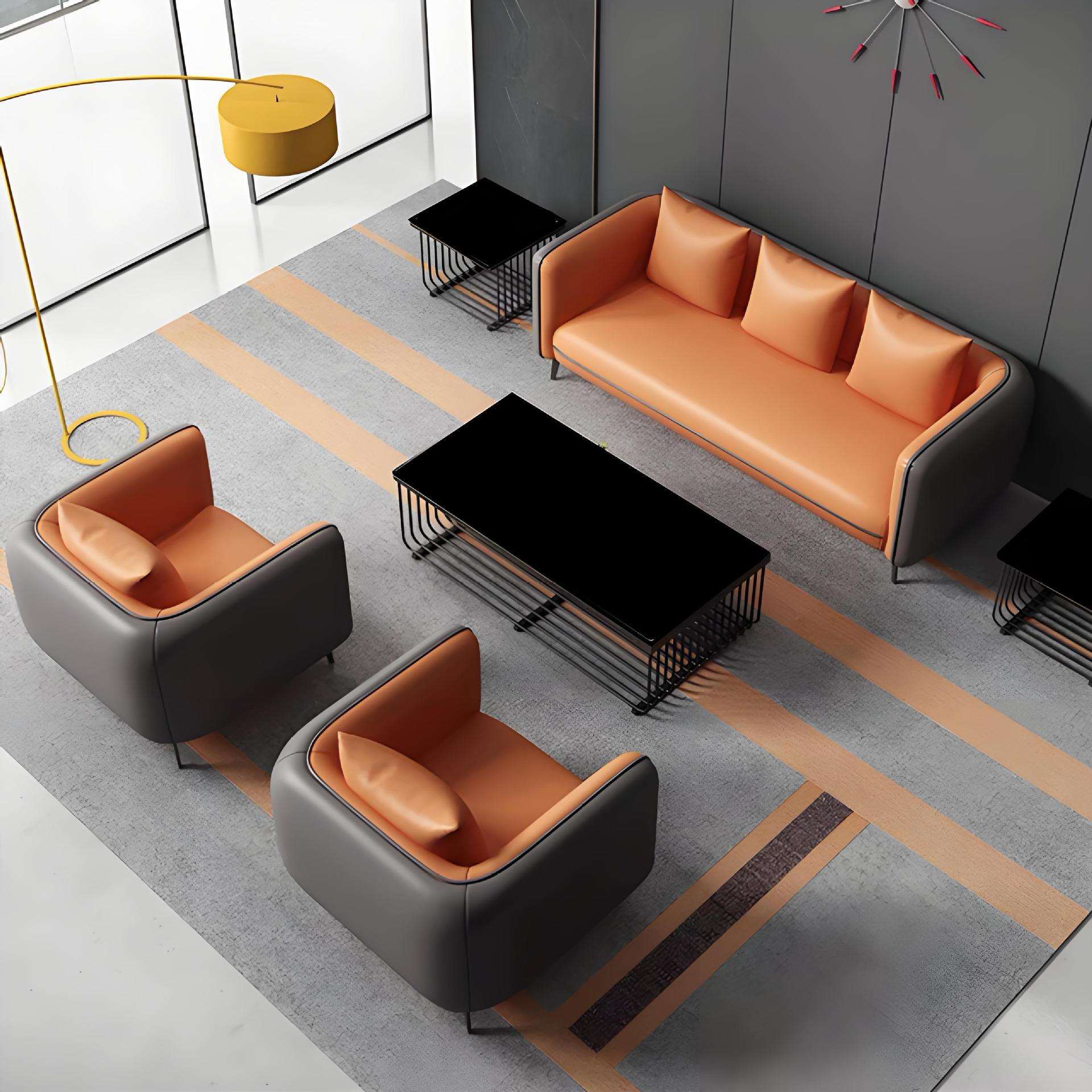 佛山厂家商务办公沙发茶几组合简约现代会客区接待室休息区三人位