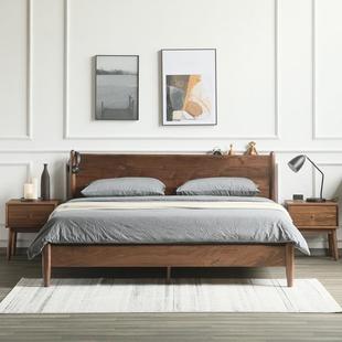 卧室双人主卧大床 8米新中式 北美FAS黑胡桃木床全实木简约北欧1