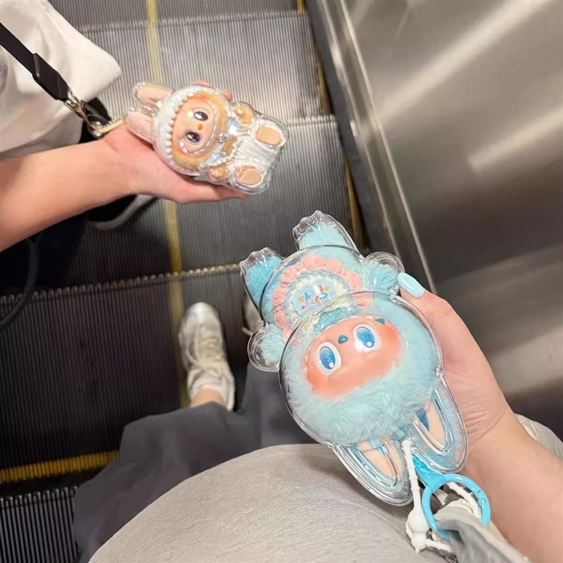 labubu玩偶保护套二代拉布布透明保护壳套坐坐派对保护防尘罩一代