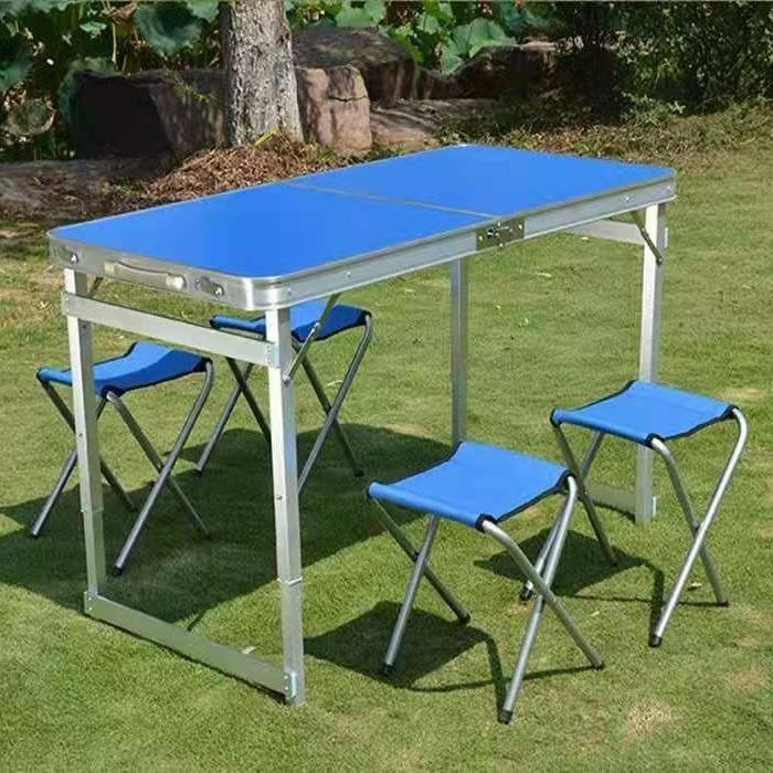 户外便携式拼接蓝色铝合金折叠桌椅套装现代简约户外折叠桌椅
