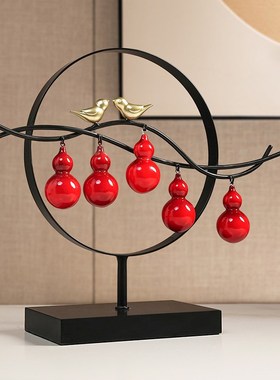 新中式五福临门摆件家居饰品创意招财葫芦玄关展示柜乔迁搬家礼物