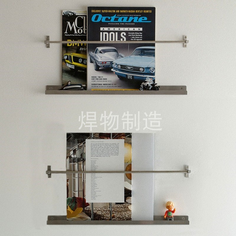 简约书本刊架cd展示架壁挂置物架不锈钢一字板墙上装饰杂志收纳架