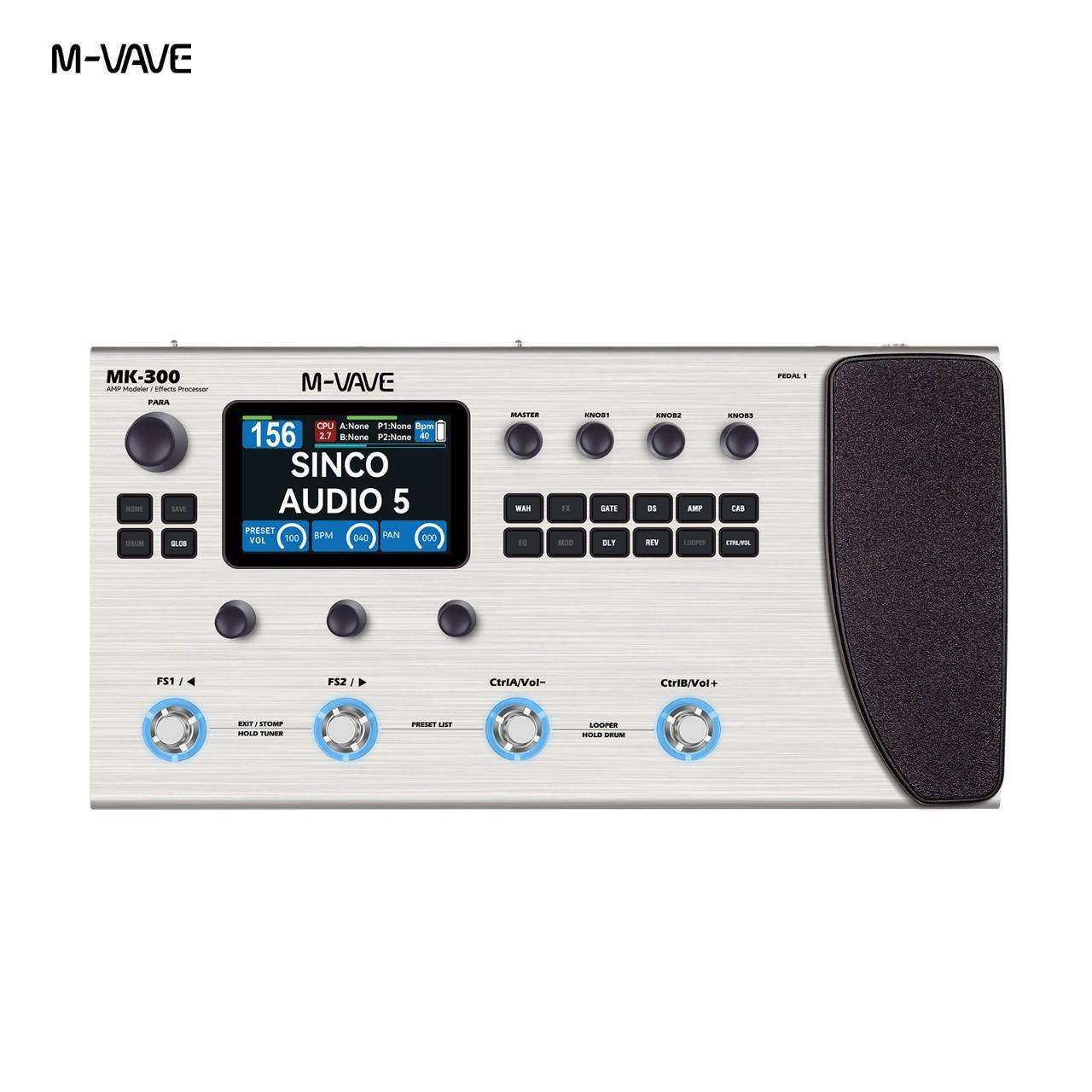M-VAVE MK-300 吉他贝斯综合效果器带鼓机音量踏板亚马逊