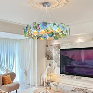法式轻奢穆拉诺七彩玻璃吊灯中古风高端吧台餐厅温馨卧室客厅灯饰