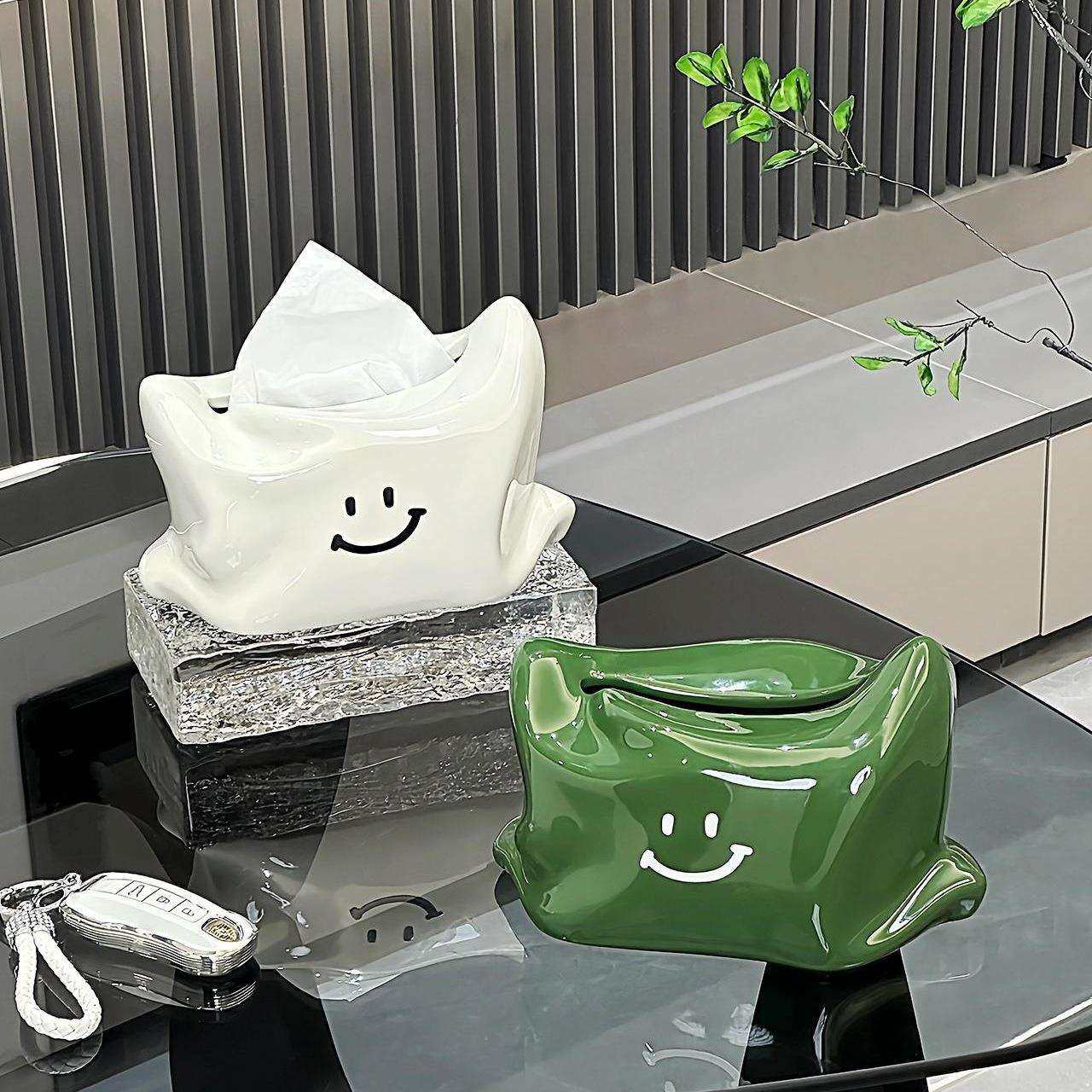 陶瓷微笑纸巾盒摆件创意轻奢可爱抽纸盒奶油风餐巾纸抽盒桌面客厅,鲜花速递/花卉仿真/绿植园艺,割草机/草坪机,淘宝优惠券,粉丝福利购,淘宝优惠卷