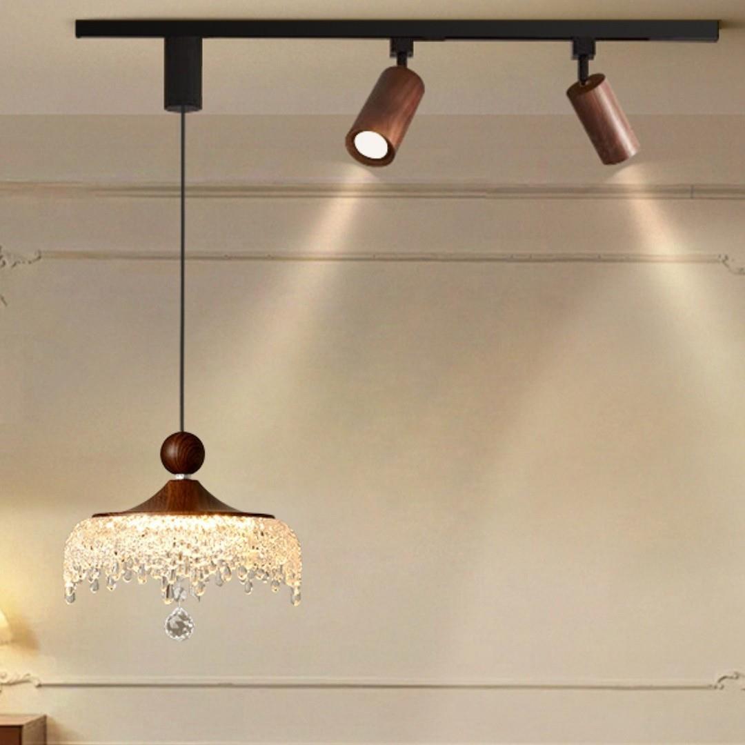 智能餐厅吊灯明装轨道灯法式复古中古风现代简约饭厅餐桌吧台灯具